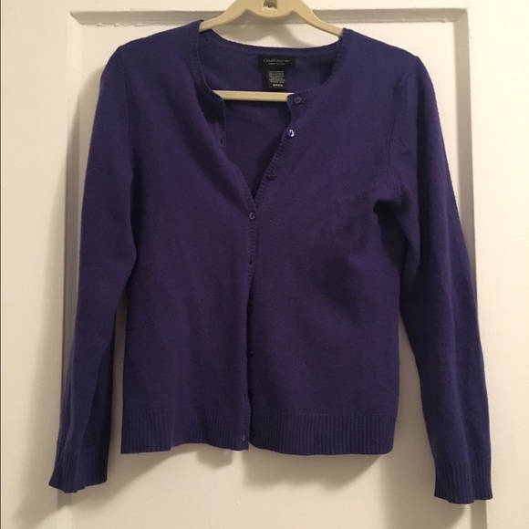 Purple 100% cashmere cardigan sweater