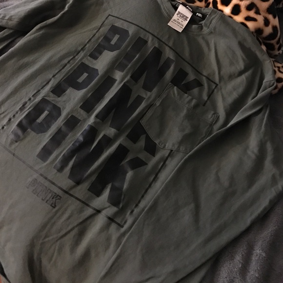 Long sleeve olive green PINK shirt