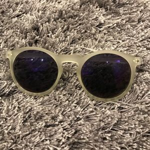 matte clear frame with purple lenses