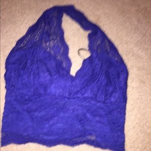 Blue laced cropped top