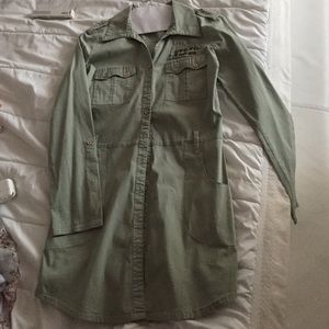 olive green button down dress