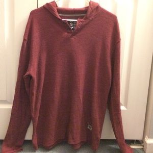 Long sleeve, hooded waffle shirt. Men's
