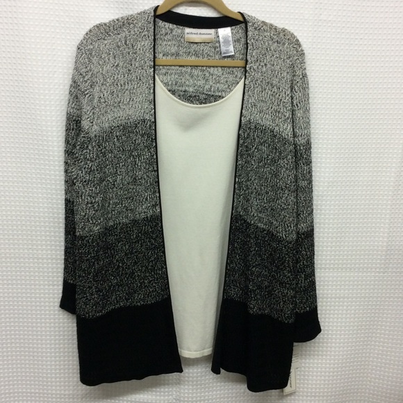 ALFRED DUNNER BLk/White Knit Top NWT Plus Size 2X