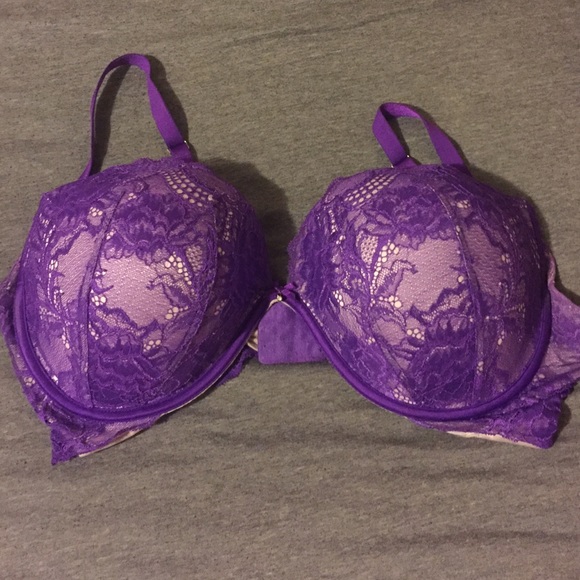 purple lace push up bra