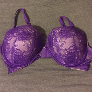 purple lace push up bra