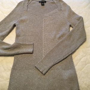 Gray with silver metalic ribbed sweater