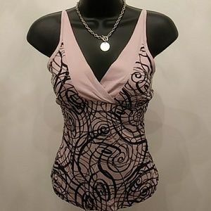 bebe Pink & Black Scribble Print Top