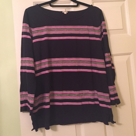 J Crew striped boat neck top
