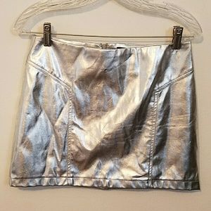 Forever 21 silver shiny mini skirt lame