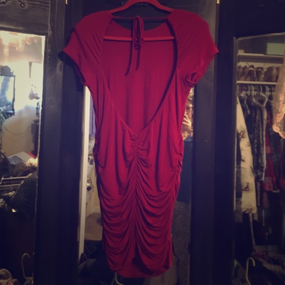 Open Back Dark Red Cocktail Dress - Picture 1 of 4