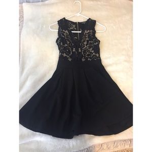 Black Lace Top Dress With Flowy Bottom