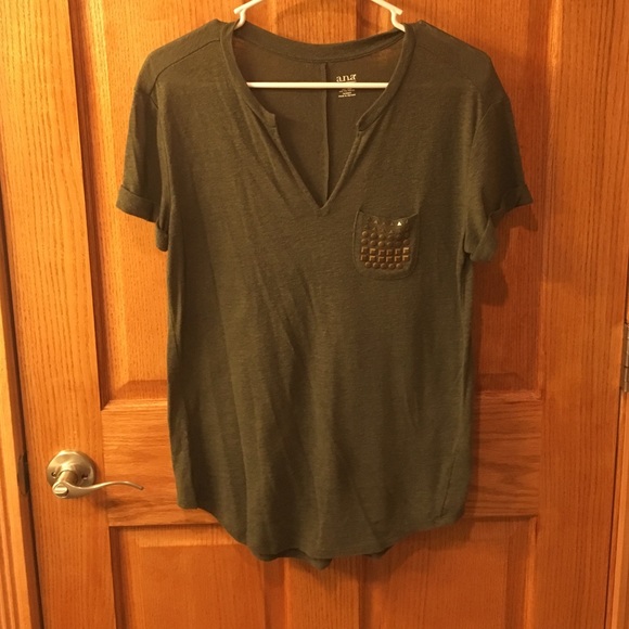 Army Green V-Neck T-Shirt