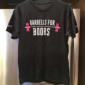Original Reebok Barbell for Boobs tshirt.
