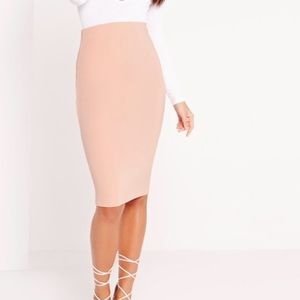 Misguided NWT nude midi skirt
