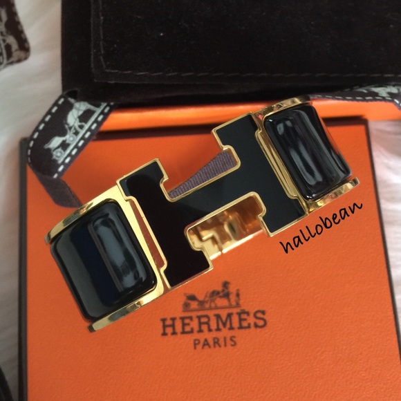 ❌SOLD❌Hermes BLACK Enamel Wide Clic H Bracelet PN