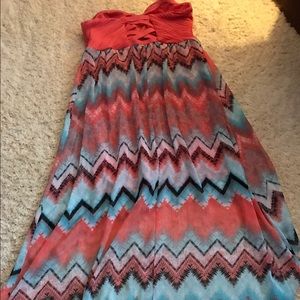 High low strapless dress