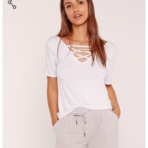 Misguided lace up t shirt