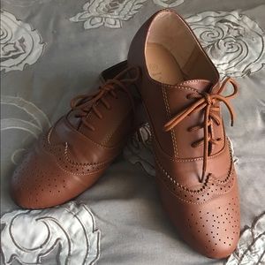 Faux leather oxfords