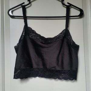 Brandy Melville black satin cropped tank
