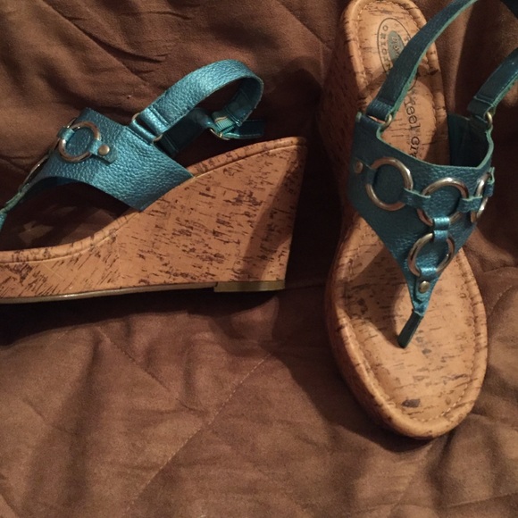 Ladies aqua blue wedges