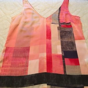 Silky multicolored v neck summer top