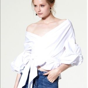 NWT white Jordyn Sleeve Wrap Blouse