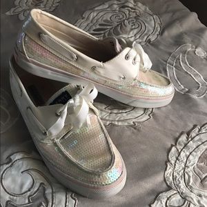 Bahama white sequin sperry
