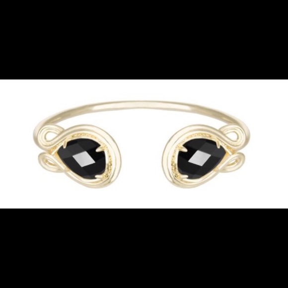 Kendra Scott Black Acrylic And Gold Cuff Bracelet