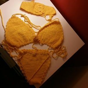 Crochet  bikini with matching head piece