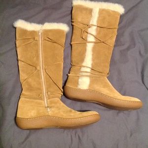 Banana Republic Tan Suede Furry Boots Size 8.5