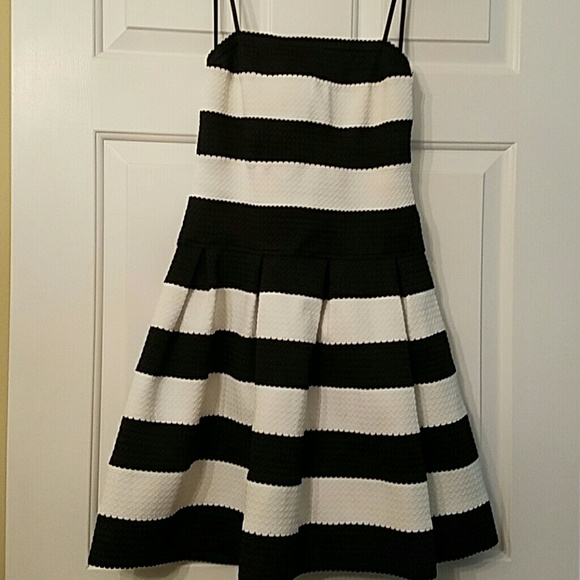 Black and white striped strapless dress. Worn once