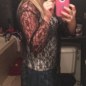 Black lace see through top