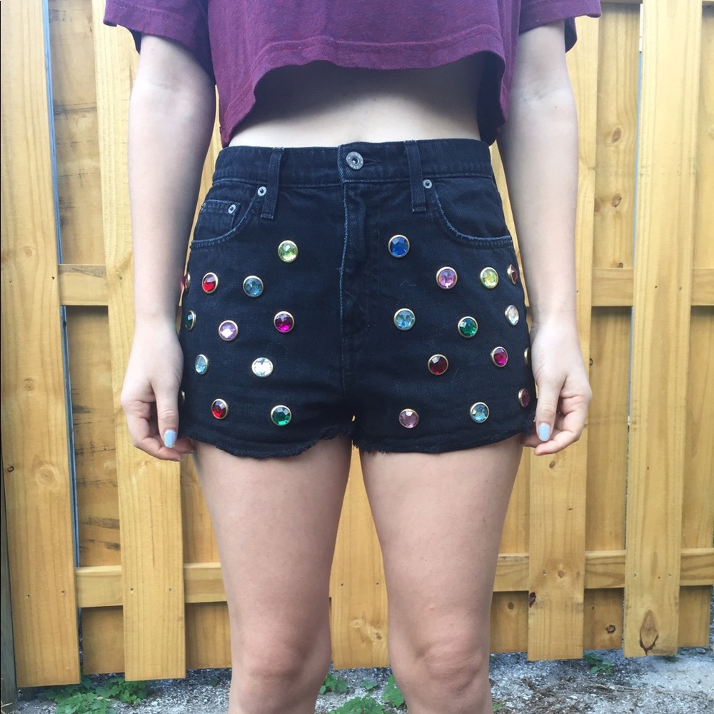 vintage bejeweled bedazzled jean shorts
