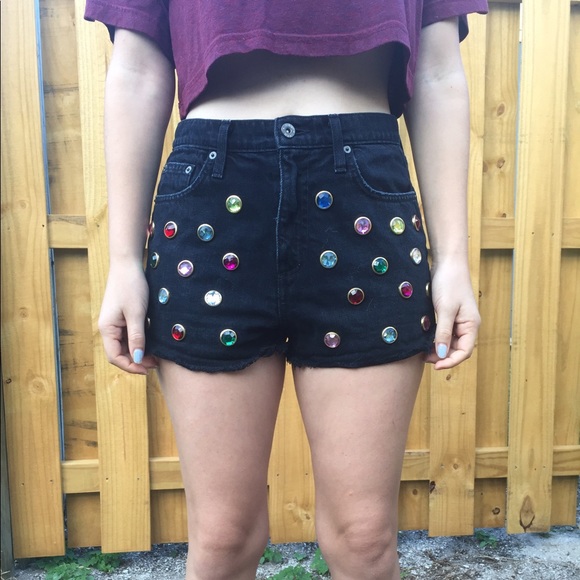 Car Mar Pants - vintage bejeweled bedazzled jean shorts