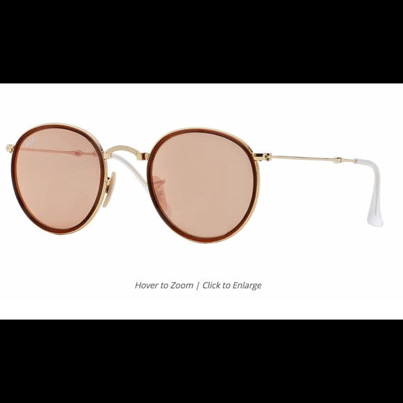 RayBan Round Folding Sunglasses Pink Mirror