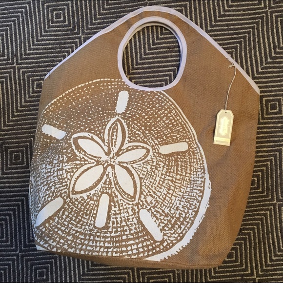 Mud Pie sanddollar jute tote bag. Brand new!