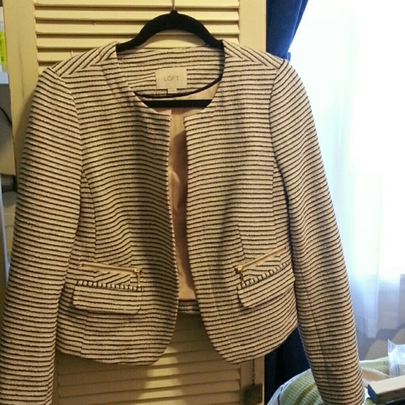 LOFT black and white striped blazer
