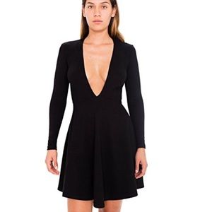 NWT American Apparel Low V Black Skater Dress