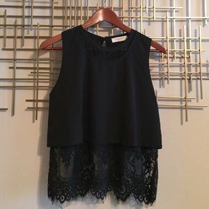 ‼️SALE‼️Black Layered Top with Lace ✨2xHP!✨