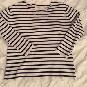 ZARA thick knit black and white striped top