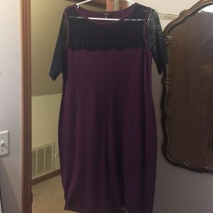 Maroon dress with black lace