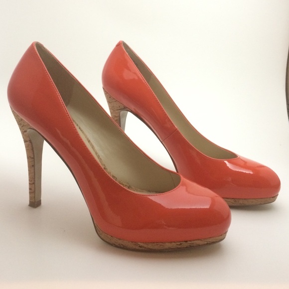 Beautiful Orange Nine West Cork Heels