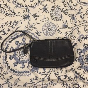 Black coach leather wristlet