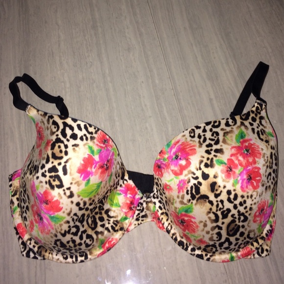 Victoria's Secret lined demi34DD leopard/flora bra