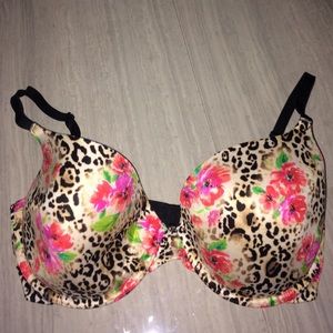 Victoria's Secret lined demi34DD leopard/flora bra
