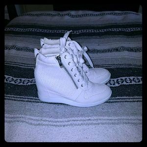 White wedge sneakers