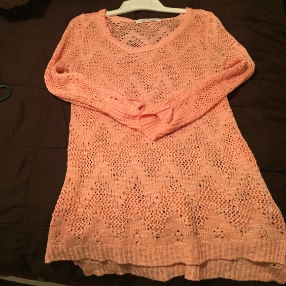 salmon colored see through sweater - Picture 1 of 2