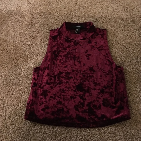 Burgundy velour crop top