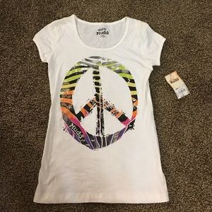 NWT Zebra print peace sign Mudd top