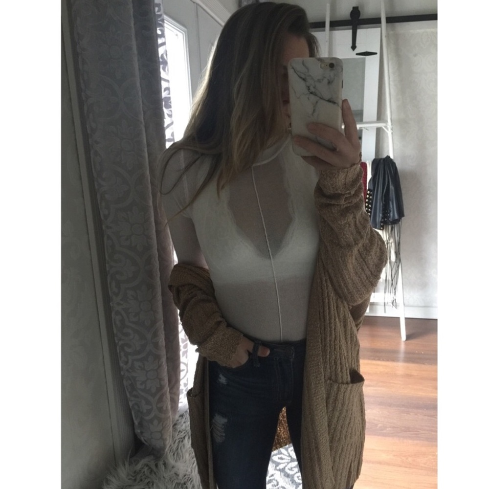 SO|||Camel ribbed cardi